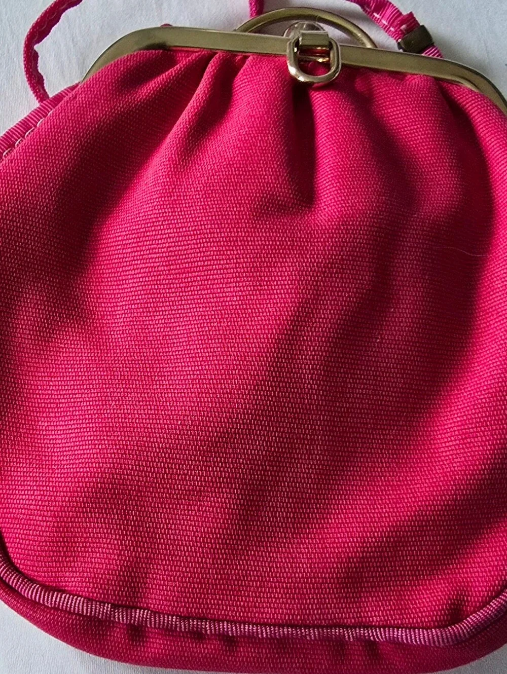 Vintage Italian Kiss-Lock Handbag Fuchsia Pink Woven Evening Bag Made in Italy